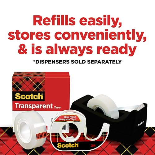 Scotch Cinta transparente, 3/4" x 1296", 6 cajas/paquete (600-6PK) | Cinta transparente diseñada para uso doméstico y en la oficina