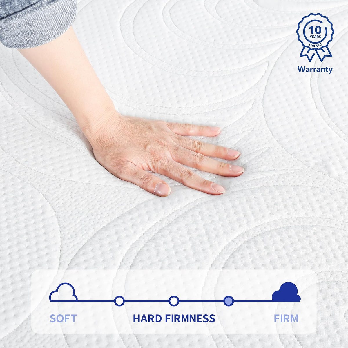 Olee Sleep Twin Mattress, 10 Inch Gel Memory Foam Mattress, Gel Infused for Comfort and Pressure Relief, CertiPUR-US Certified, Bed-in-a-Box, Medium Firm, Grey, Twin Size