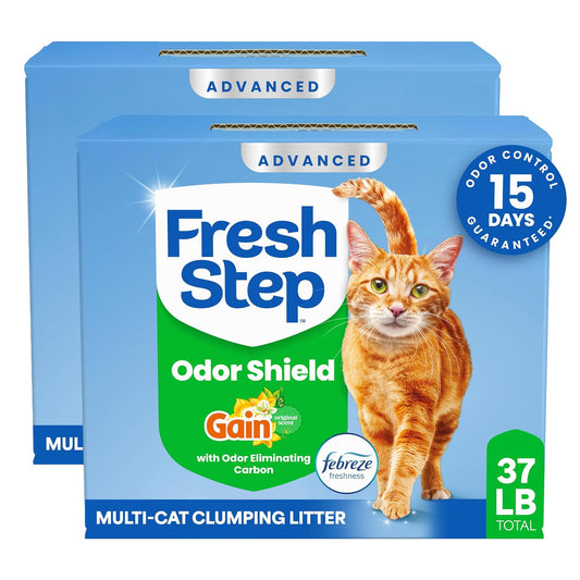 Fresh Step Arena Avanzada para Gatos, Arena para Gatos, 99.9% Libre de Polvo, Ganancia de Olor, Total de 36 Libras (2 Paquetes de Cajas de 18 Libras)