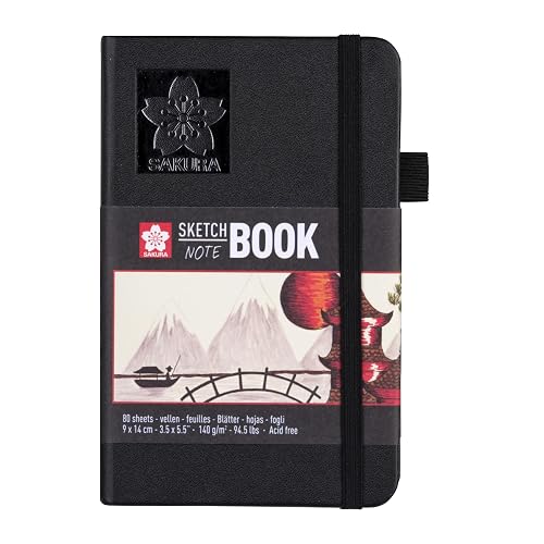 Sakura Sketchbook de hojas Negras de 140gr, cuaderno ideal para dibujo, bocetos y técnicas secas.
