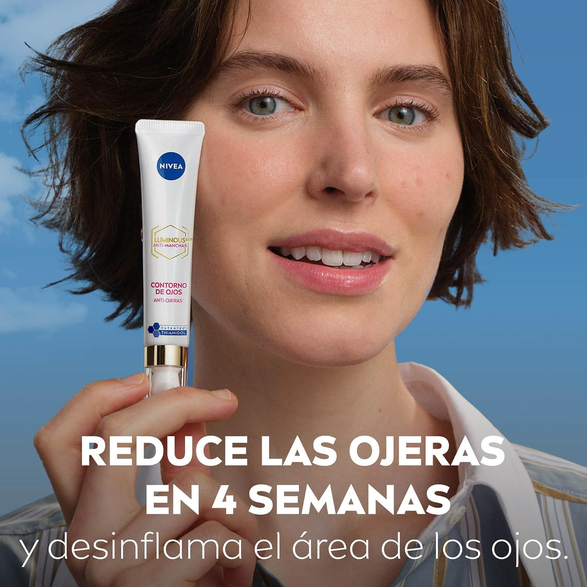 NIVEA Luminous630 Anti-Manchas Contorno de Ojos Anti-Ojeras (15 ml) - Enriquecido con Ácido Hialurónico y Cafeína para una Piel Luminosa sin Ojeras.