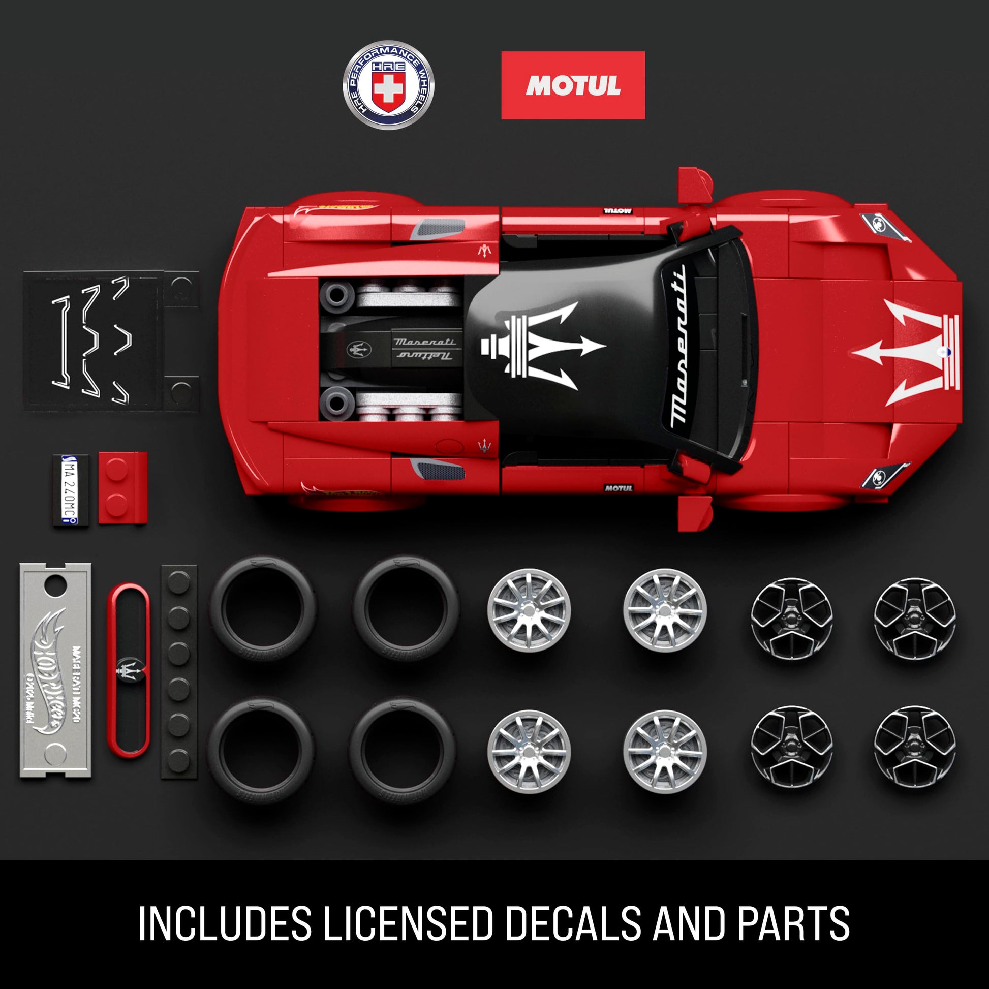 Mattel Brick Shop Hot Wheels Juguete de Construcción Speed Maserati MC20 Escala 1:32 con Placa Coleccionable y Auto Metálico Incluye Placa de colección y Auto Exclusivo de Metal