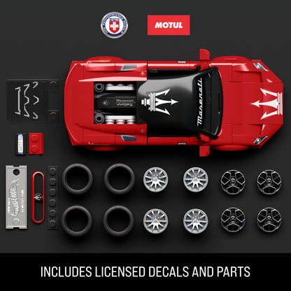 Mattel Brick Shop Hot Wheels Juguete de Construcción Speed Maserati MC20 Escala 1:32 con Placa Coleccionable y Auto Metálico Incluye Placa de colección y Auto Exclusivo de Metal