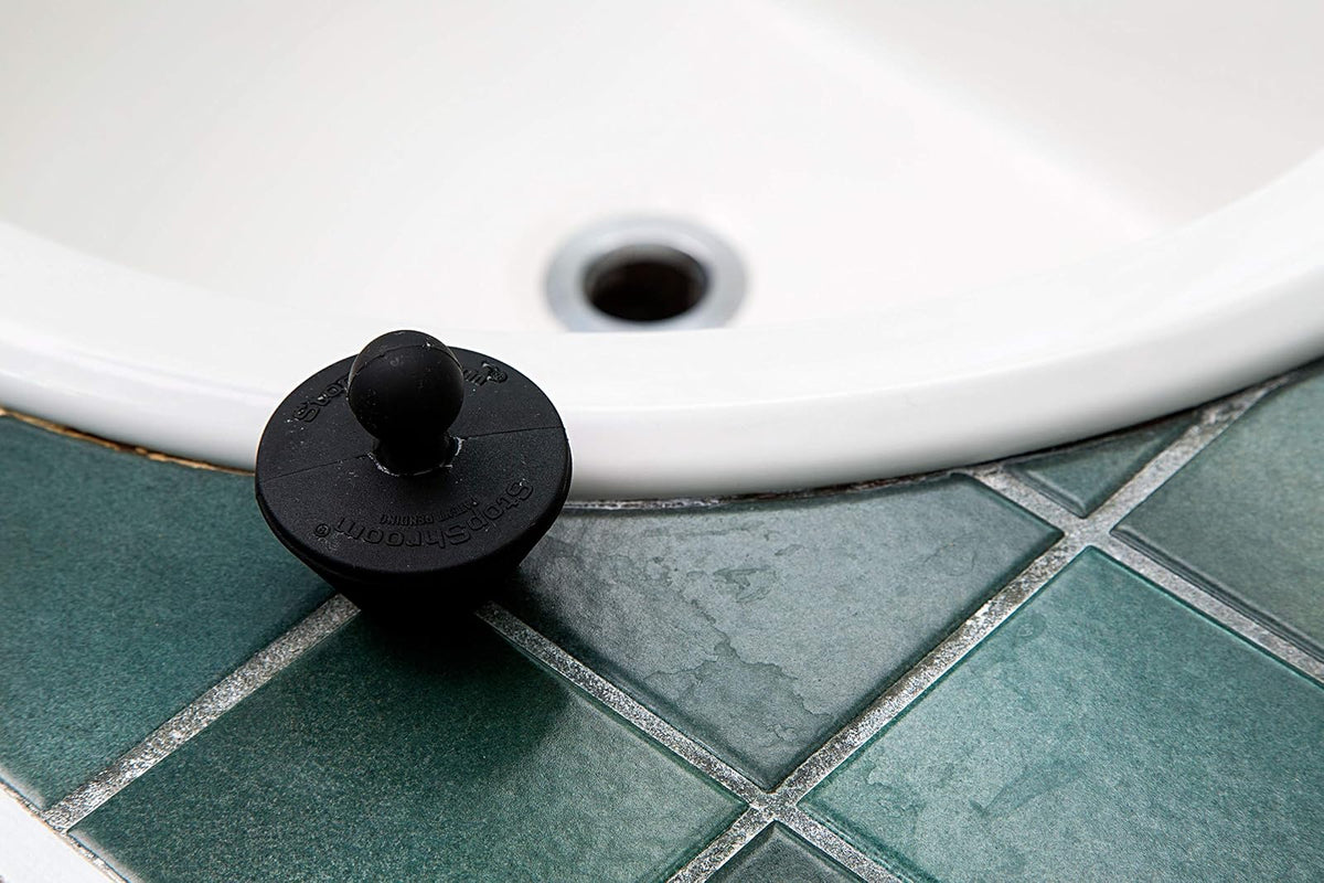 StopShroom - Juego de 2 Tapones universales para desagües de Lavabo de Tina y baño, Enchufe Negro, 2 Unidades