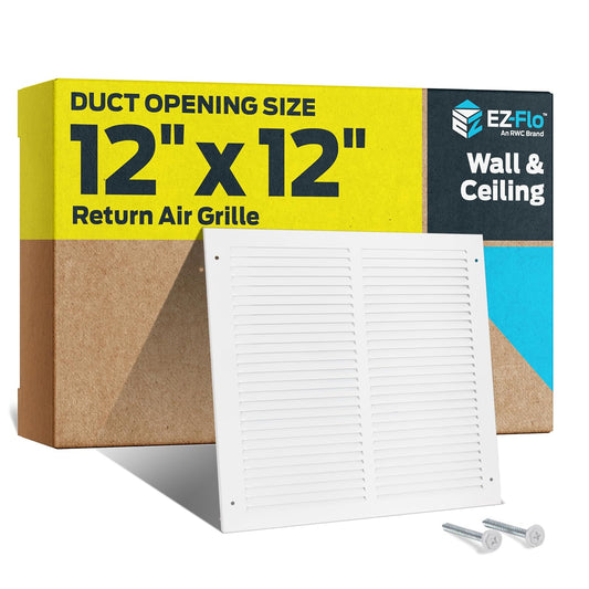 EZ-FLO 61627 - Cubierta de ventilación de aire de retorno para pared o techo, rejilla de aire de retorno de acero sólido, cubierta de ventilación HVAC, color blanco