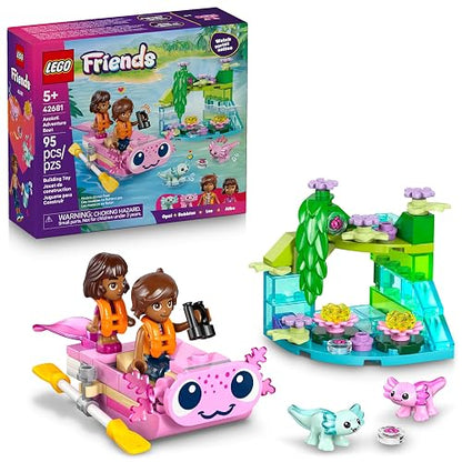 LEGO Friends Aventuras en el Barco-Ajolote – 1 Minipersonaje, 1 Micropersonaje, 2 Ajolotes de Juguete – Juego Simbólico con Minibarco y Chalecos Salvavidas – Desde 5 Años – 42681