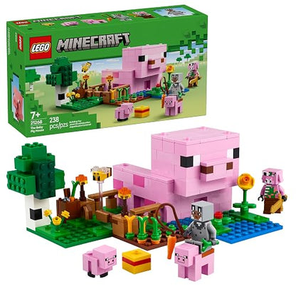 LEGO® Minecraft® La Casa-Cerdo Bebé Juguete de construcción basado en el Videojuego con un Piglin Zombificado en el bioma Bosque, Regalo para niñas y niños Desde 7 años 21268