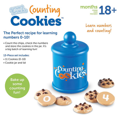 Learning Resources Smart Counting Cookies, 13 Piezas, 18 Meses +, Juegos de Imitacion, Alimentos de Juguete, Galletas de Juguete, Comida de Juguete para niños
