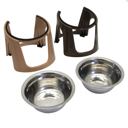 Kit de cuencos y alfombrilla para mascotas SPORT Pet – Cuenco para mascotas para perros, gatos y mascotas, tazón de alimentación lenta, cuencos elevados de acero inoxidable, marrón (CM-10084)