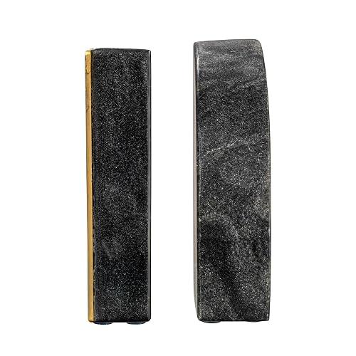 Creative Co-Op Boho - Sujetalibros de mármol con semicírculo arqueado con Detalle de latón, Juego de 2, Negro