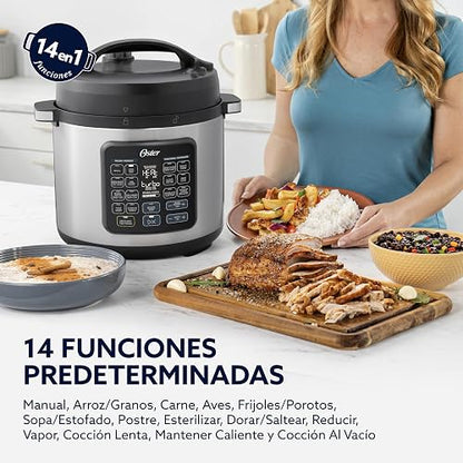 Olla Eléctrica Multifunción Oster Turbo 5.7 Litros Color Plata Modelo CKSTPCECT57D