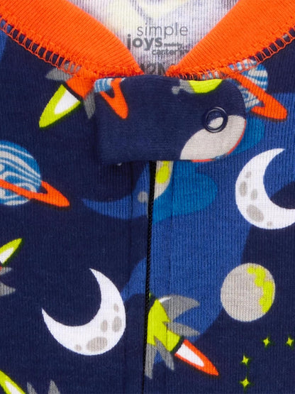 Simple Joys by Carter's - Paquete de 3 pijamas de algodón sin pies para bebés y niños pequeños