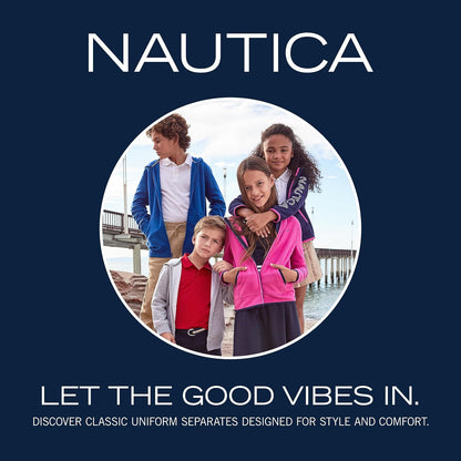 Nautica School Uniform Long Sleeve Performance Oxford Button-Down Shirt Camisa Abotonada Hombre