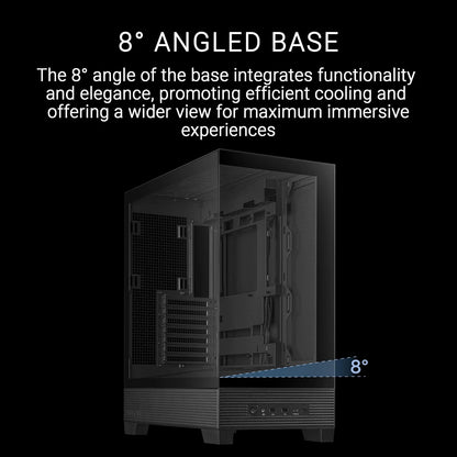 ASUS A31 Black ATX Case | Media torre ATX, doble vidrio templado sin pilar, USB-C 3.2 Gen 2x2 frontal, radiador hasta 360mm, compatible BTF, GPU 380mm