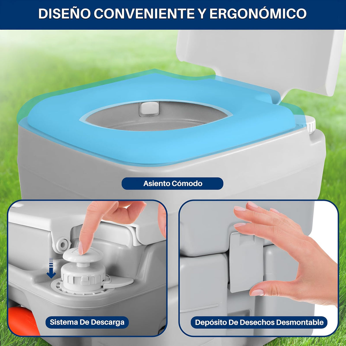 Serenelife Slcatl320 - Retrete Portátil con Bomba de Pistón de Descarga