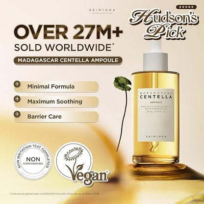 SKIN1004 Madagascar Centella Asiatica Ampoule Suero facial (1.85 onzas) – 100% extracto de Centella Asiática – para calmar la piel sensible y propensa al acné