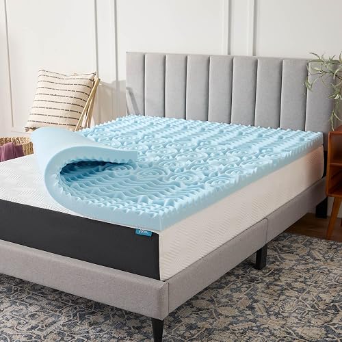 Lucid - Colchoneta de Memory Foam con Gel - Sobrecolchón de 5 Zonas de 7.5 cm - Topper para Colchón - Sensación Suave y Acolchada - Alivia Puntos de Presión - Queen