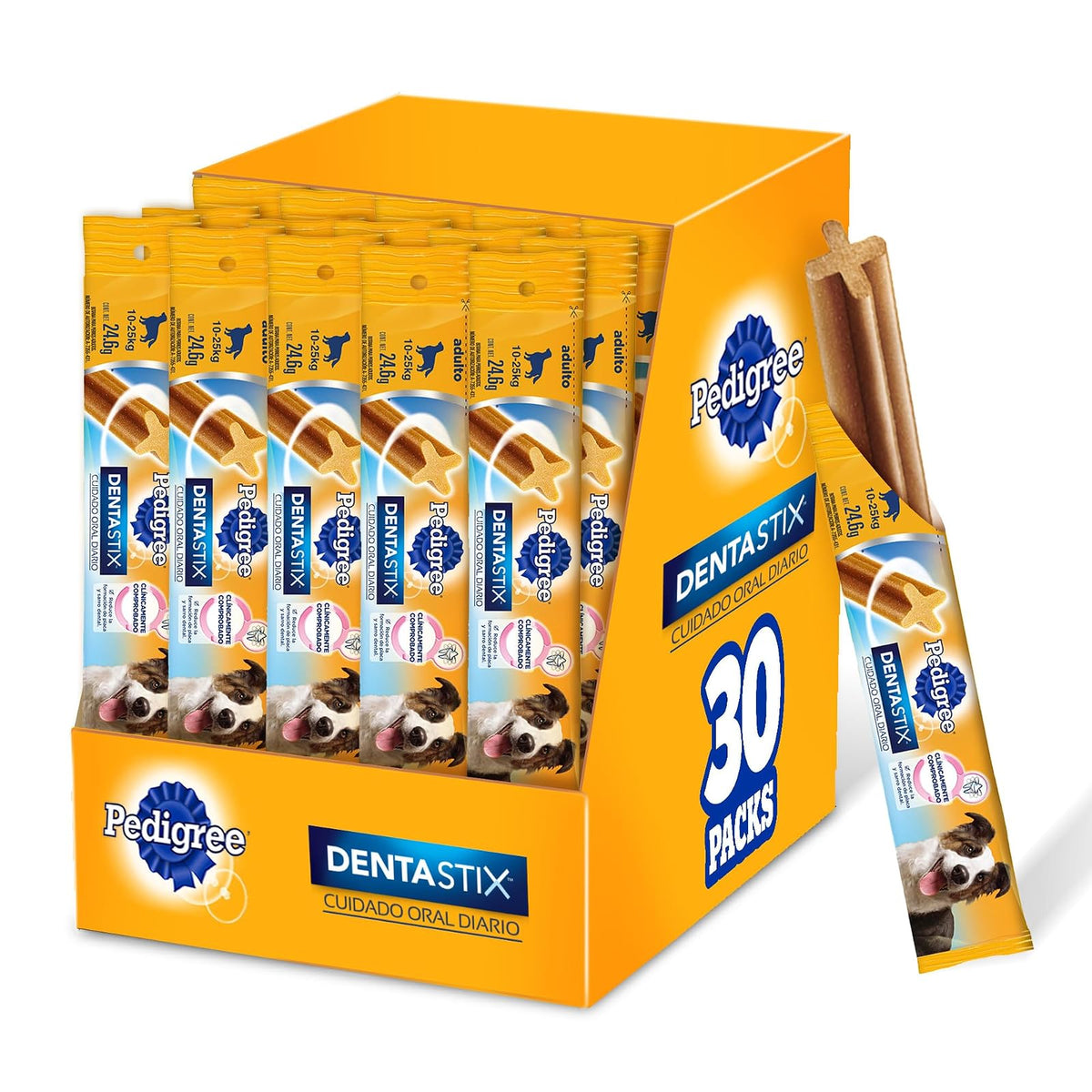 PEDIGREE Dentastix Snack para Perros Adultos, De Cuidado Oral, Paquete De 30 Unidades De 24,6 Gramos c/u.
