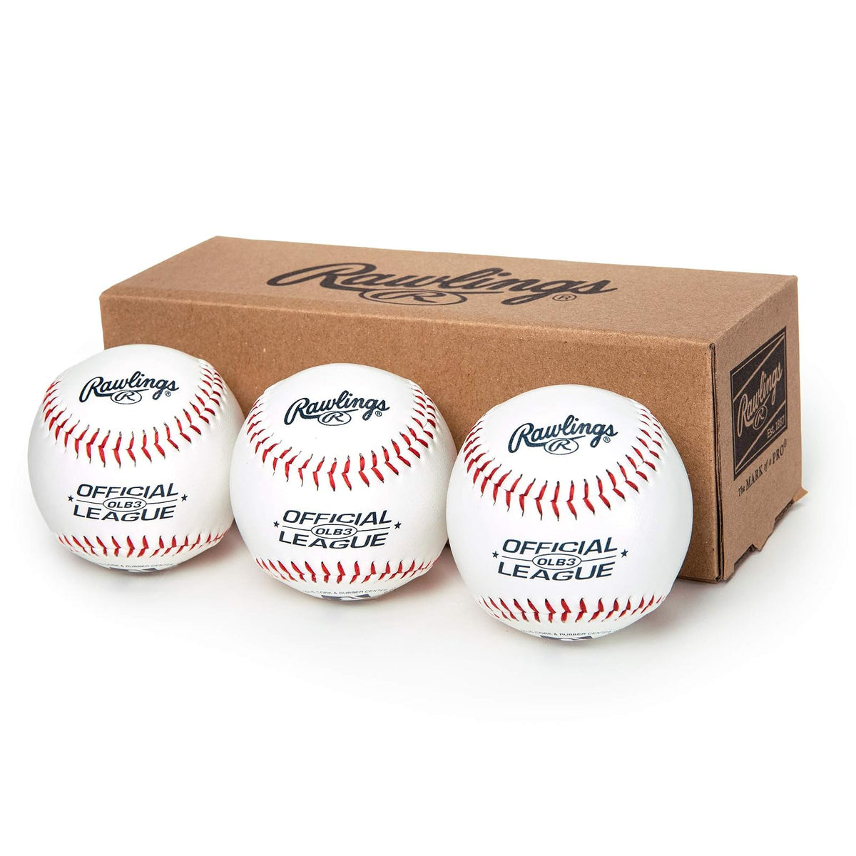 Rawlings OLB3 Pelotas de Béisbol Grado Recreativo - Caja de 3 unidades