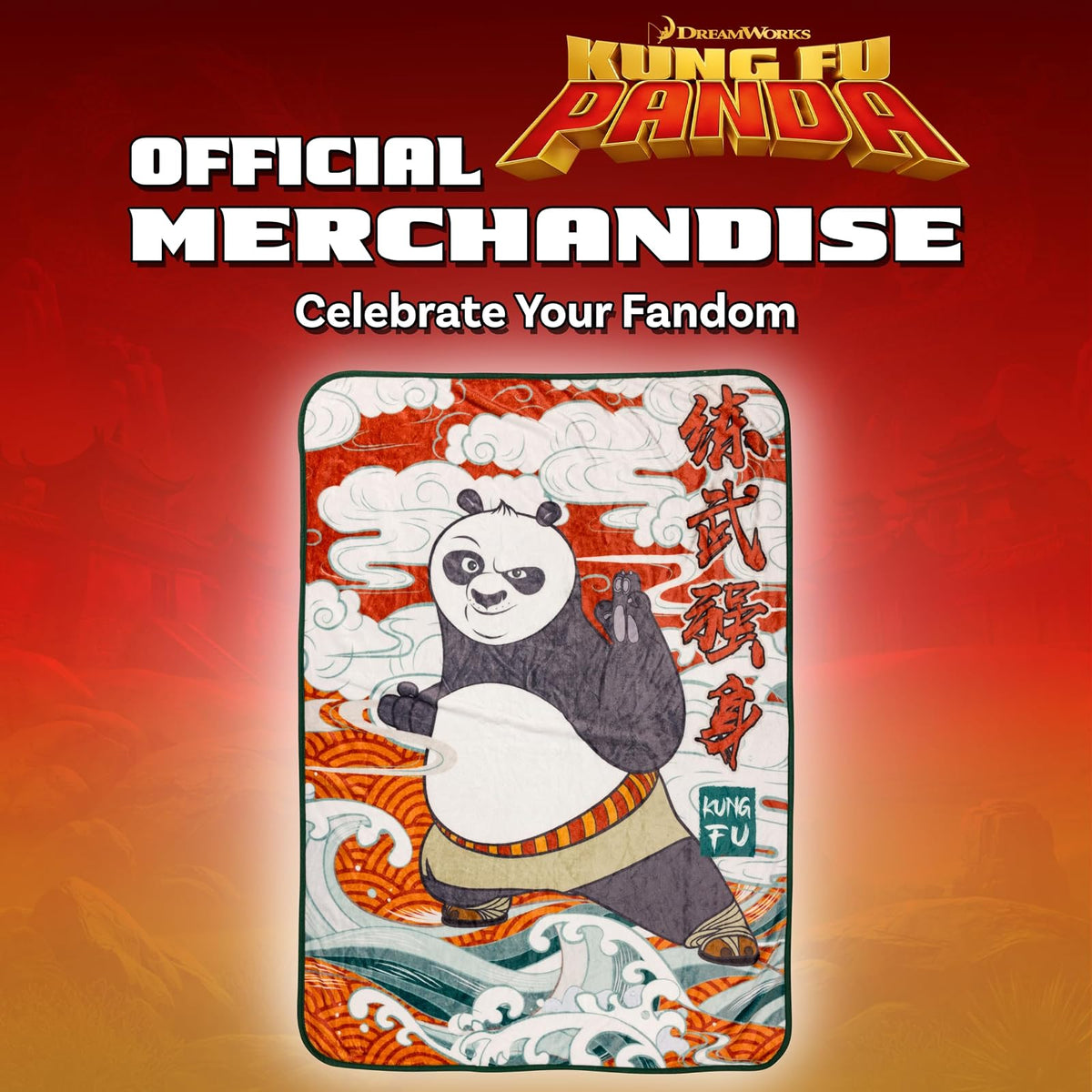 Silver Buffalo Kung Fu Panda - Manta de Forro Polar de 45 x 60 Pulgadas, Suave y acogedora, 180 g/m²