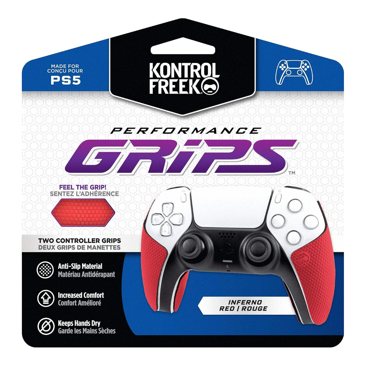 KontrolFreek Original Grips X Thin para Control PS5 - Rojo Inferno