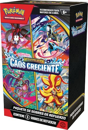 Pokémon Paquete de Sobres de Refuerzo de Megaevolución-Caos Creciente de JCC Producto en Español Latinoamericano