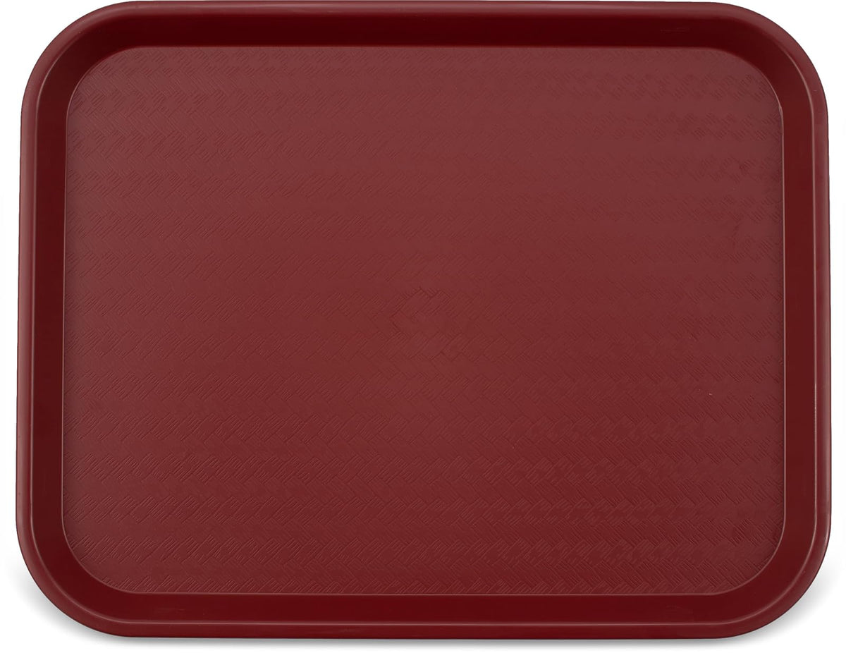 Carlisle FoodService Products Bandeja de Comida rápida de 14 x 18 Pulgadas, Polipropileno Duradero con Superficie Antideslizante, apilable para cafeterías y escuelas, sin BPA, Color Burdeos