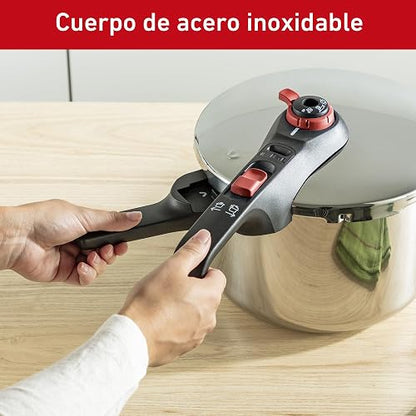 T-Fal Olla Express Secure Click 6L de Acero Inoxidable con Indicador de Presencia de Presión, Máxima Seguridad, P2580705