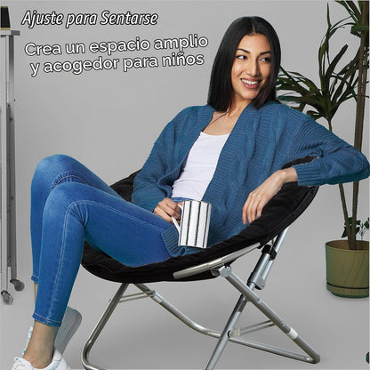 Urban Lifestyle - Silla de platillo Plegable de microgamuza, Color Negro, 27D x 32W x 29.5H