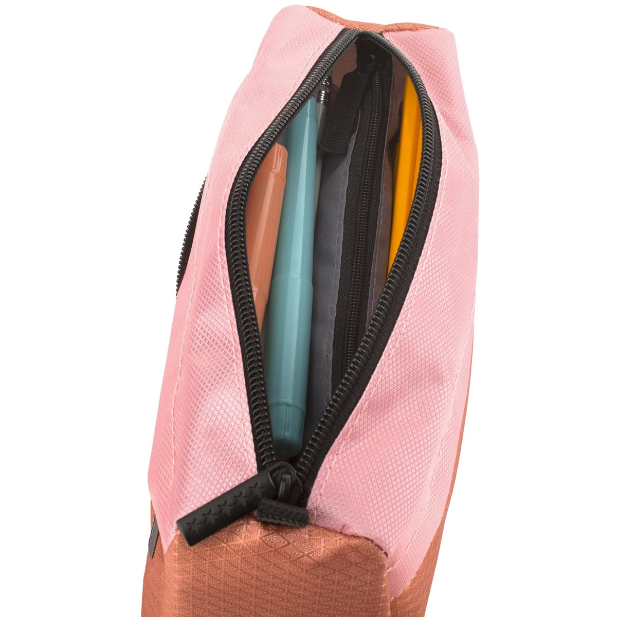 Five Star - Estuche para lápices, estuche para bolígrafos, bolsa con cierre de 9 bolsillos, organizador de almacenamiento para suministros escolares, auriculares, cargadores, cables, maquillaje, rosa