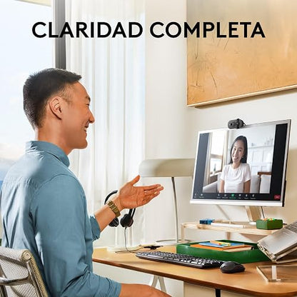 Logitech Brio 100, Webcam 1080p Full HD para Reuniones, Webcam para Streaming, Equilibrio de lluminación Automático, Micrófono Integrado, Tapa de Privacidad, USB-A, Color Grafito