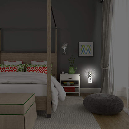 GE 11314 - Luz de noche LED decorativa, enchufable con sensor de anochecer a amanecer, blanco cálido, ideal para sala de estar, recámara, guardería, cocina o baño, níquel cepillado