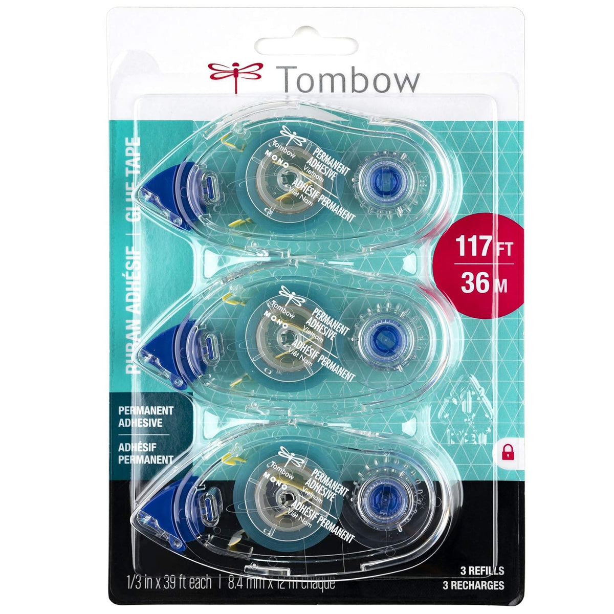 62207 Tombow Mono Repuestos de Cinta Adhesiva Permanente, Paquete de 3 + Tim Holtz Advantus EPHEMERA SNIPPETS ID FIELDNOTES, nosotros: talla única, notas de campo