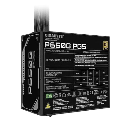 GIGABYTE Fuente De Poder 650W GP-P650G-PG5, 80 Plus Gold, Negro