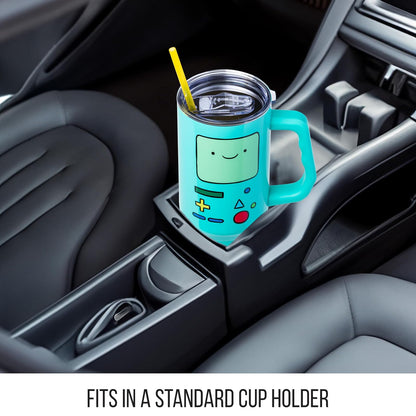 Silver Buffalo Adventure Time BMO Big Face - Vaso de acero inoxidable de 40 onzas con mango