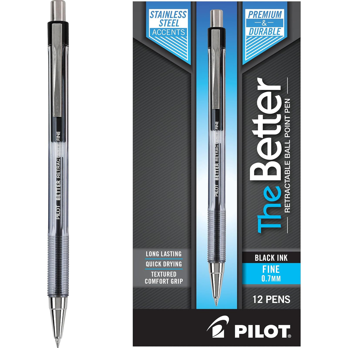 Pilot Better Bolígrafo Retráctil Caja de 12 - 12 Count (Pack of 1) - Black