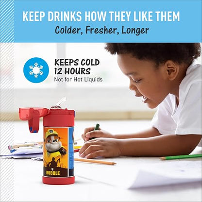 THERMOS FUNTAINER Botella de acero inoxidable con aislamiento al vacío para niños, 12 onzas, azul Paw Patrol