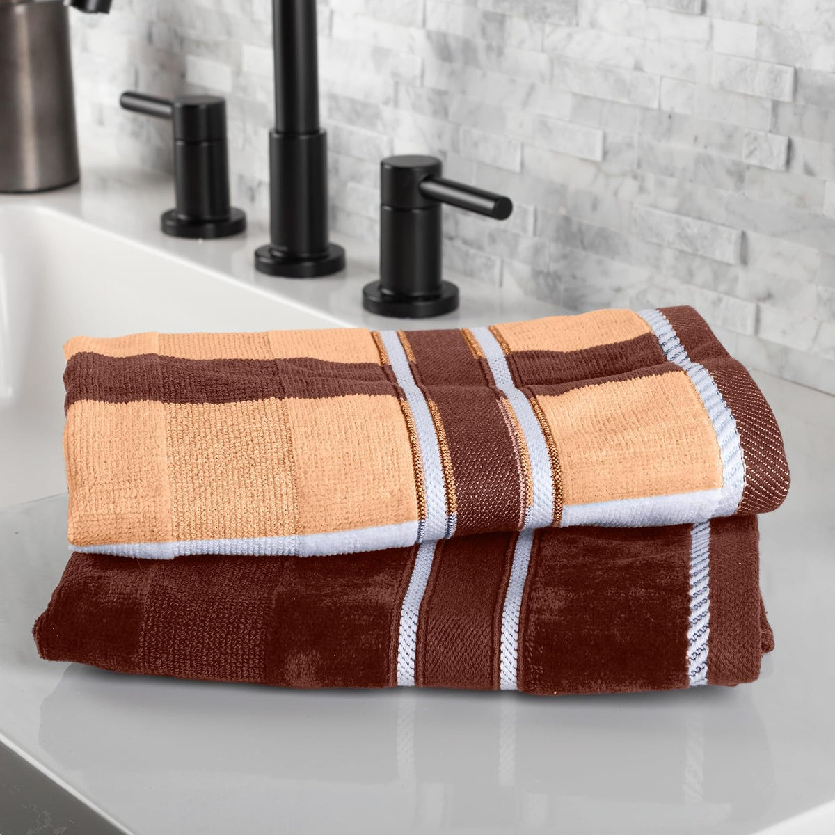 Lavish Home - Juego de toallas Oakville 67-0023-T, terciopelo, chocolate, 6 piezas