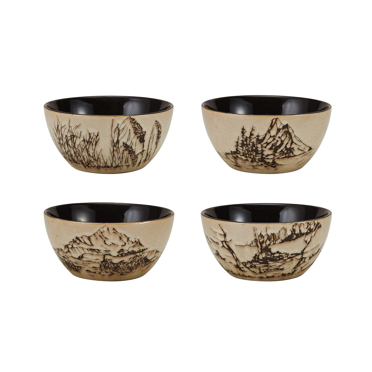 Mossy Oak Animal Print - Juego de vajilla de 16 piezas, servicio para 4, negro y beige