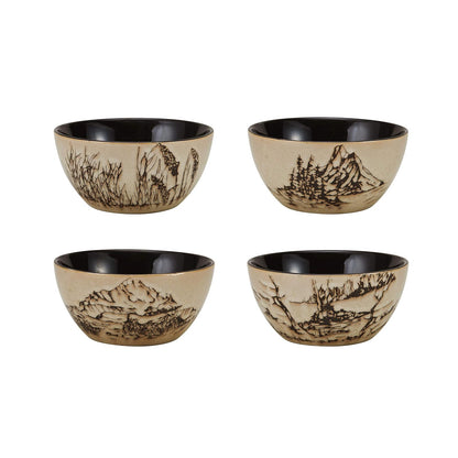 Mossy Oak Animal Print - Juego de vajilla de 16 piezas, servicio para 4, negro y beige