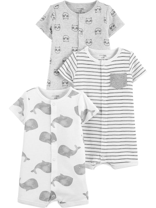 Simple Joys by Carter's - Baby Paquete de 3 mamelucos neutros a presión