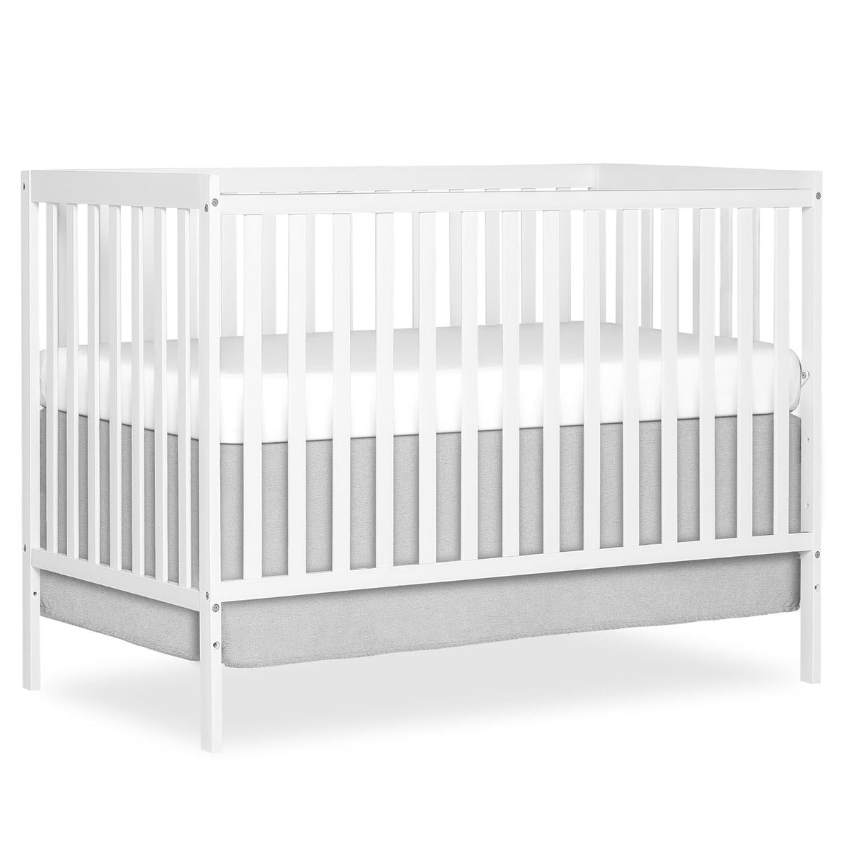 Dream On Me Synergy Cuna Convertible 5 en 1 en Blanco | GREENGUARD Gold, BSA, compatible con ASTM y CPSC, riel recto clásico, soporte de colchón de 3 posiciones, límite de 50 libras