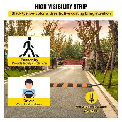 VEVOR Rampa de Protección de Cable 2 Canales Canaleta Pasacables de Suelo 3 x 4 cm Protector de Cables de Caucho y PVC Capacidad de Carga de 9980 kg Cubiertas de Suelo para Cables Negro y Amarillo