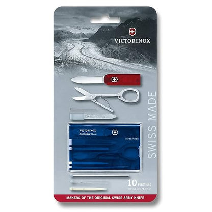 Victorinox Swiss Card, Azul Transparente, 10 Usos | Multiherramienta para cartera | multiherramienta para monederos | tarjeta de kit de herramientas