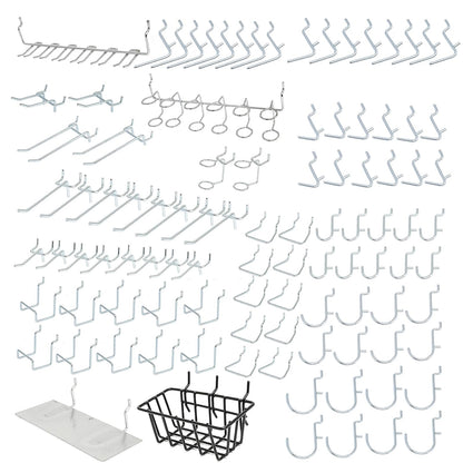 HILTEX 53108 Metal Pegboard Hooks and Accessories Set | 100 Piece | Hanging Tool Set for Garage Organization | Great for Wall Hanging and Shelving, Tool Storage, Craft Organizing