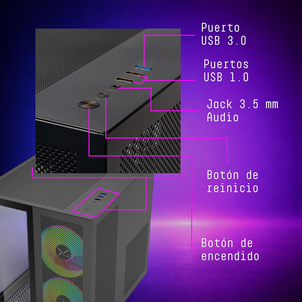 XZEAL Gabinete Gamer Cubo, Ventana Cristal, 2X Vent Frontales, 1x Vent Trasero 120mm, Negro Vidrio Templado Color Claro RGB Dispositivos compatibles ‎Motherboard, CPU