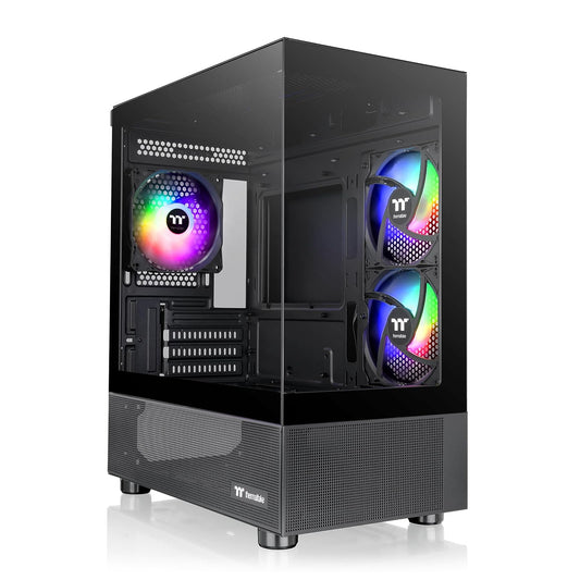 Thermaltake View 170 TG ARGB Funda Micro ATX Negra; Ventiladores ARGB de 3 x 120 mm incluidos; soporta radiador de hasta 280 mm; Panel de Vidrio Templado Doble Frontal y Lateral; CA-1Z4-00M1WN-00;