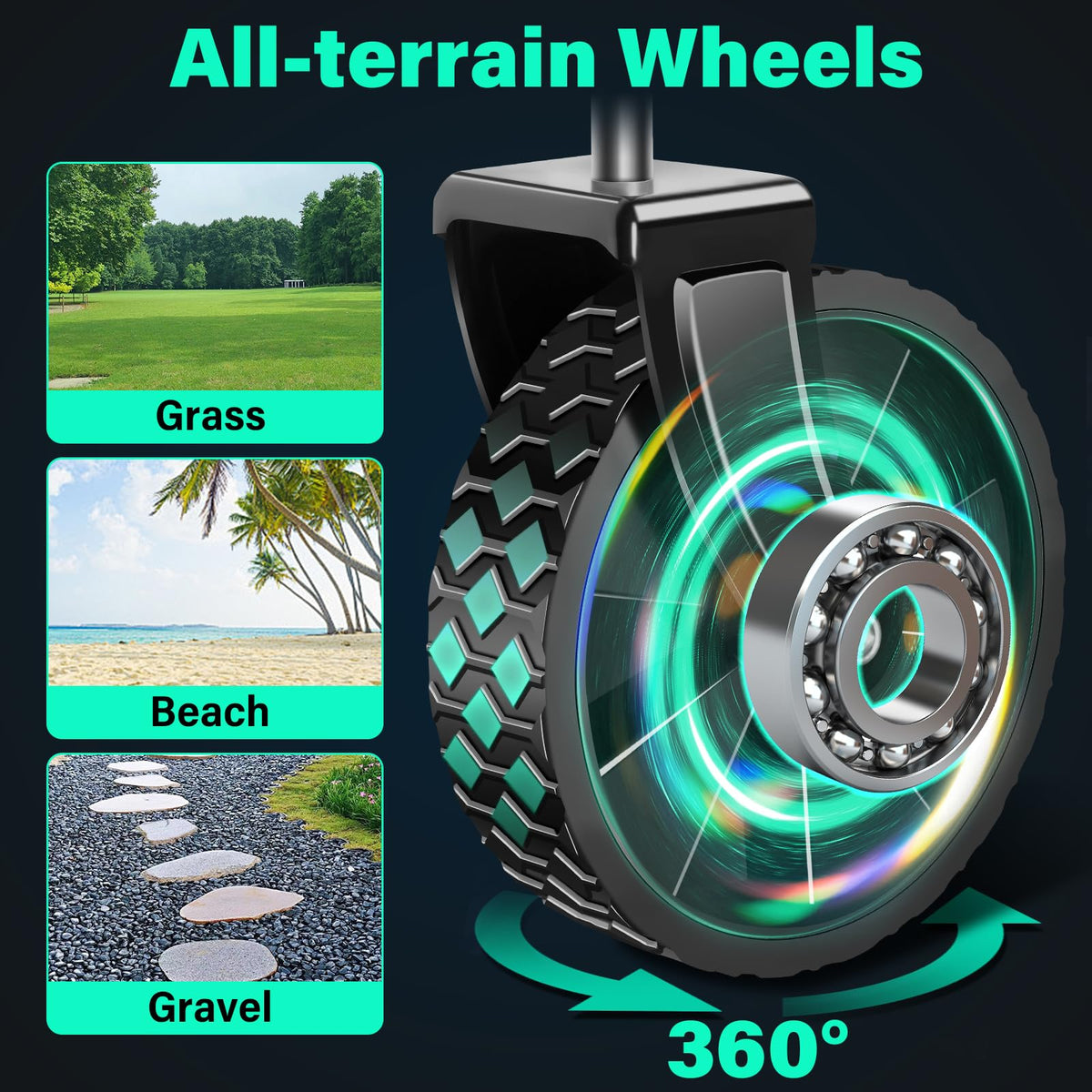 Kovryx Carro Plegable con Ruedas Plegable: 360 Libras, Carro utilitario Plegable Resistente – Carro portátil Todo Terreno para comestibles, Compras, Camping, Pesca, Deportes