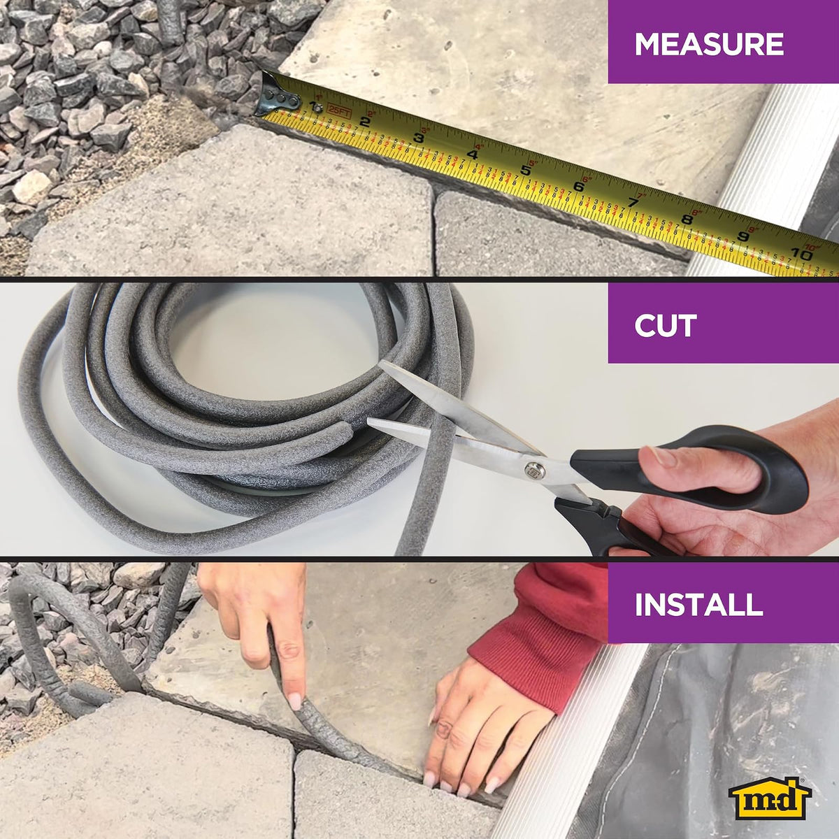 M-D Building Products Varilla 5/8" x 20' 71551 | Gris, espuma de celda cerrada, reduce residuos de calafateo, impermeable