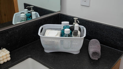 JOY Canastas Organizadoras de Plástico Set de 3 Cestos de Almacenamiento y Decoración Blancos. Ideal para Artículos de Baño, Lavandería, Despensa, Cocina y el Hogar, es Multiusos y Fácil de Limpiar